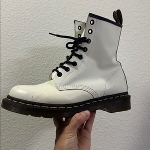 Dr. Martens White Leather Combat Boots